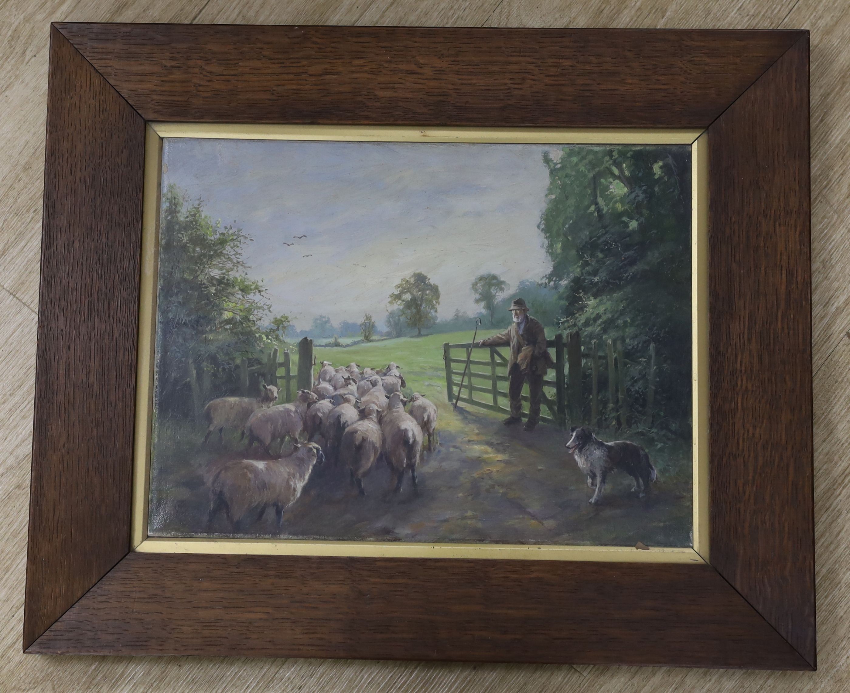 English School, oil on canvas, Changing pastures, monogrammed, 30 x 40cm